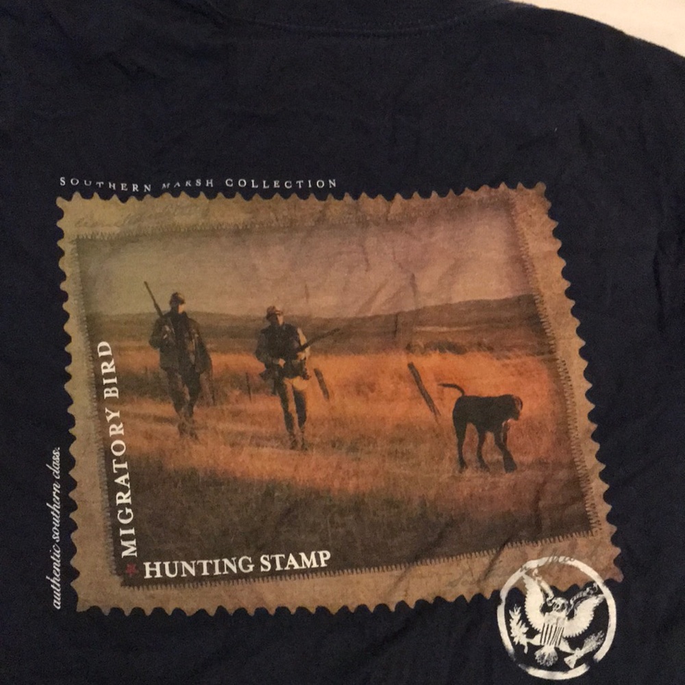 Southern Marsh long sleeve pocket tee. Navy